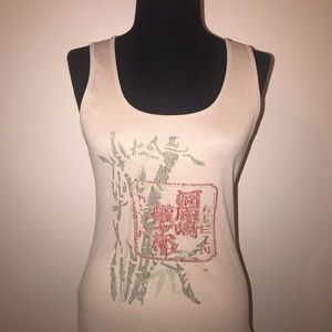 Calvin Klein racer back ribbed print front XS tee